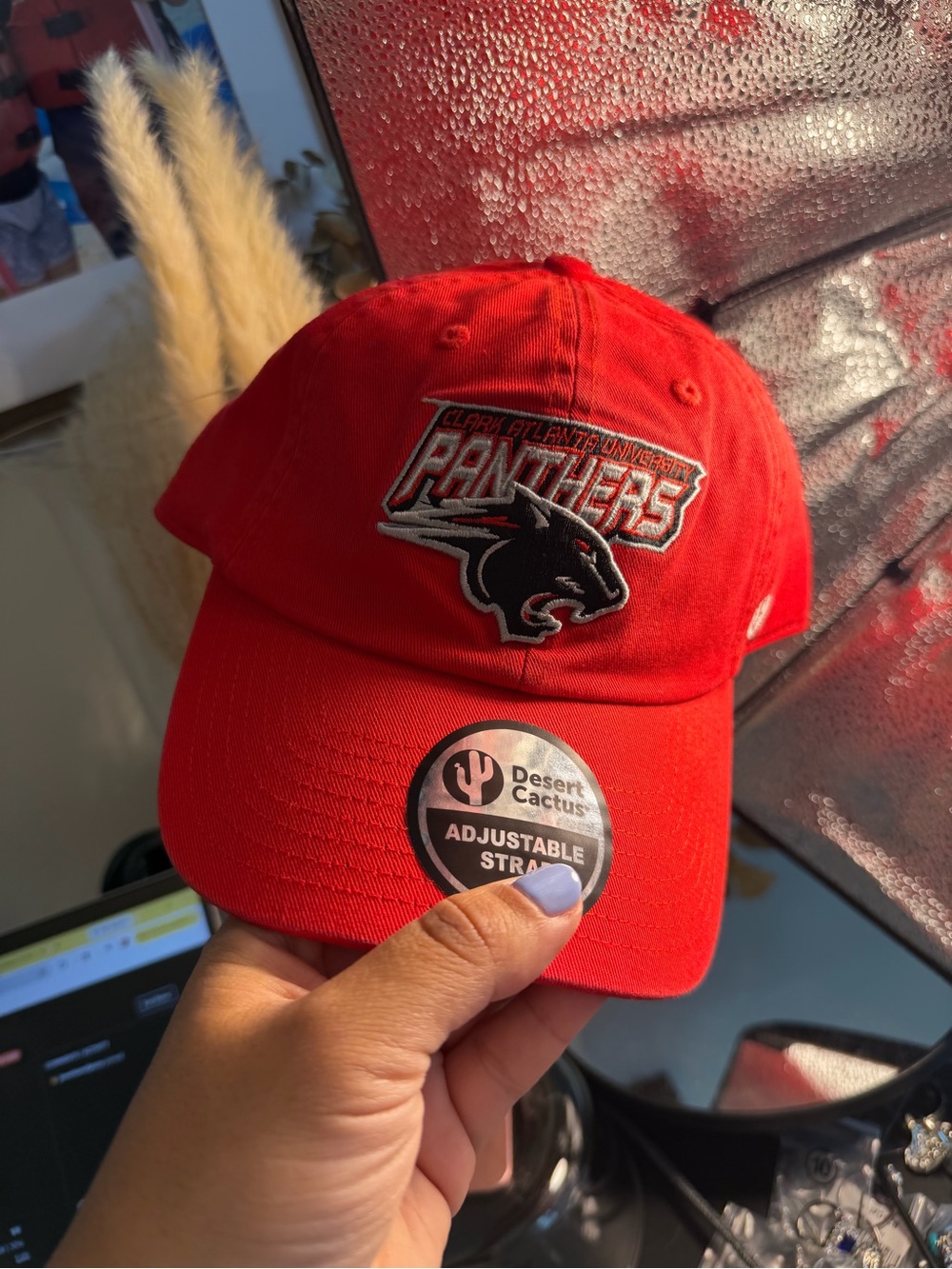 New Clark Atlanta Panthers Red Baseball Cap Adjustable Strap